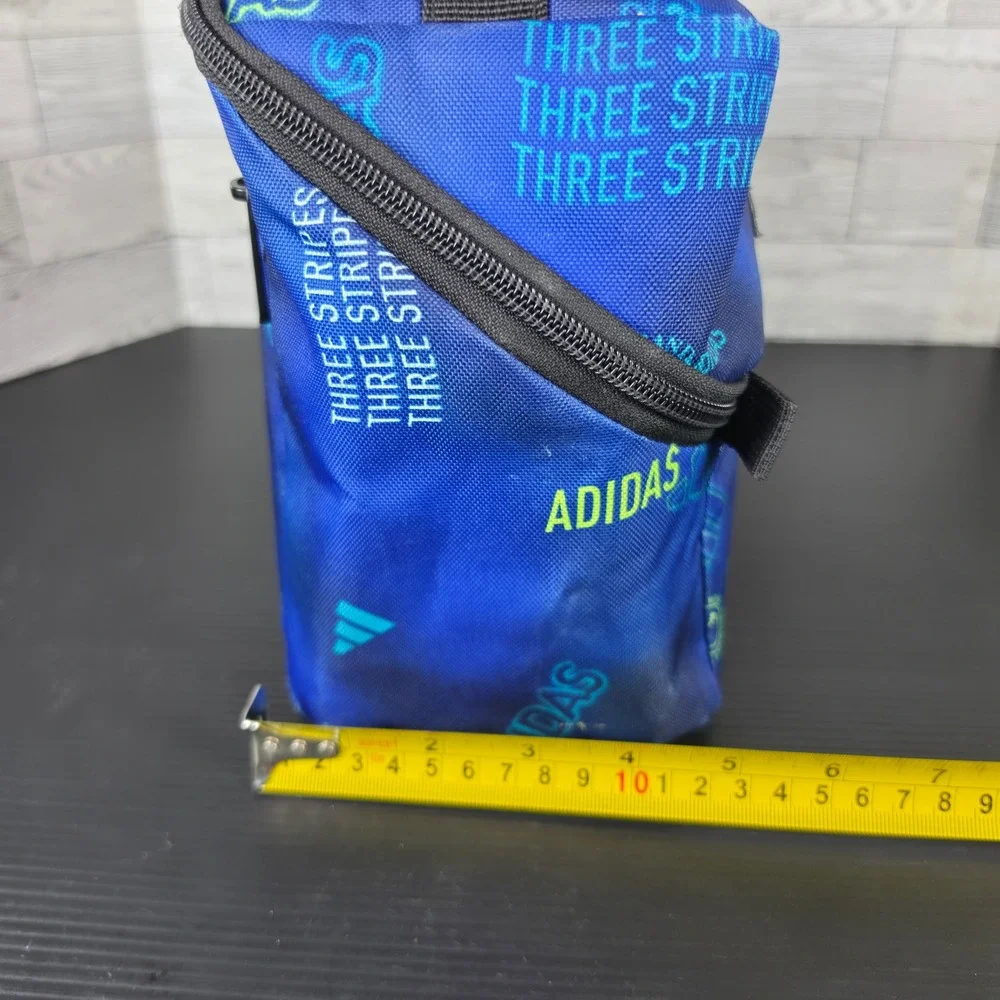 Adidas Insulated Lunch Bag Blue All Over Print Three Stripes Logo School Travel